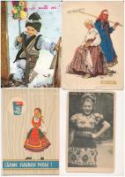 11 db MODERN népviseletes motívum képeslap és fotólap / 11 modern folklore motive postcards and photo
