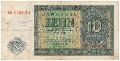 Német Demokratikus Köztársaság 1948. 10M, 7 jegyű sorszám "RS 0595014" T:VG GDR 1948. 10 Mark, 7 digit serial "RS 0595014" C:VG Krause P#12