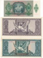 1936. 10P "B 657 049048" + 1945. 10.000.000P + 1946. 10.000.000MP T:AU, F szép papír