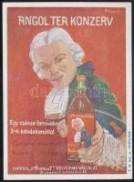 1943 Angol Tea Konzerv, gyártja "Aromat" Vegyipari Vállalat, reklámcédula, szign. Polgár, szép állapotban, 12,5×9,5 cm