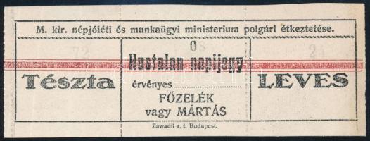 cca 1928 M. kir. népjóléti és munkaügyi minisztérium hústalan napijegye nélkülözőknek, jó állapotban