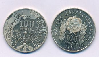 1981. 100Ft "Bulgária 1300 éves" Cu-Ni-Zn + 1990. 100Ft Cu-Ni-Zn "Fáy András" T:AU (eredetileg PP) patina