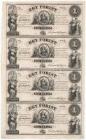 1852. 1Ft "Kossuth bankó" kitöltetlen "A" ,"B" ,"C" ,"D" vágatlan, négyes ívben T:AU Hungary 1852. 1 Forint uncut sheet of 4 ("A" ,"B" ,"C" ,"D") without date and serial number C:AU Adamo G122e