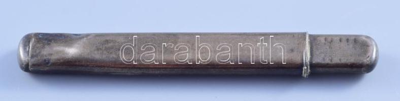 Ezüst (Ag) tűtartó, fedele súlyozott, jelzett, h: 8 cm, bruttó 9,9g