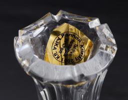 Ajkai kristály váza, jelzett, hibátlan, m: 18 cm