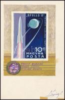 1968 Légrády Sándor Apollo-8 bélyegterve a tervező aláírásával. Képméret: 120 x 138 mm