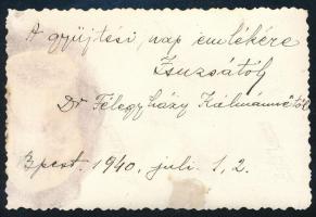 1940 Vöröskeresztes gyűjtés, fotó hátoldalon feliratozva, 8,5×5,5 cm