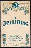 1933 Jellinek budapesti italkereskedő dekoratív reklámos naptárfüzete, szép állapotban