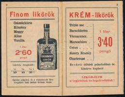 1933 Jellinek budapesti italkereskedő dekoratív reklámos naptárfüzete, szép állapotban
