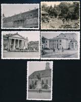 cca 1940 Kolozsvári (Erdély) részletek, Bánffy-palota, színház, stb., 5 db fotó, hátoldalon feliratozva, 5,5×8 cm