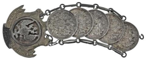 Német Birodalom 1916. "Kriegs Andenken (Háborús ajándéktárgy)" Cu emléktárgy 5db orosz 10k Ag érmével T:XF patina / German Empire 1916. "Kriegs Andenken (War Souvenir)" Cu souvenir with 5pcs Russian 10 Kopecks Ag coins C:XF patina