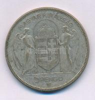 1930. 5P Ag "Horthy jobbra" T:F, patina Adamo P8