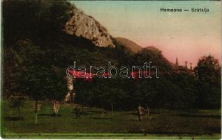 Homonna, Humenné; Szirtalja, nyaraló. Vasúti levelezőlapárusítás 2913. / Podskalka, villa + "Nagykátai Isk. Népművelési simphonikus zenekar" (Rb)