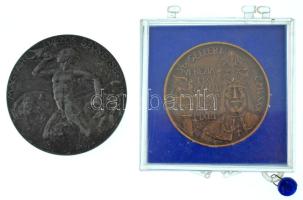 Berán Lajos (1882-1943) 1943. "Magyar Evezős Szövetség" kétoldalas fém díjérem, hátoldalán "Junior Korm. Négyes Bpest 1943. VI. 6. I." gravírozással + Tóth Sándor (1933-2019) 1980. "Szent Gellért / Szeged MDCCCLXXX - Árvízi fogadalom MCMLXXX" kétoldalas bronz emlékérem, plombált, sérült "ÁPV" műanyag tokban (42,5mm) T:AU,XF