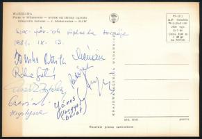 1981 Magyar és lengyel röplabdázók által aláírt képeslap röplabda tornáról