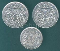 Lettország 1924-26. 1L Ag + 2L Ag (2x) T:2 egyiken kis ph.