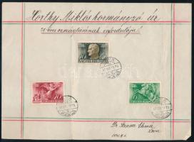 1940 Horthy Miklós emléklap alkalmi bélyegzésekkel