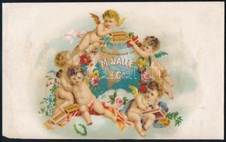 ca 1900 M. Valle YCA. Litho kubai szivar címke, Kuba térképével 20x13 cm