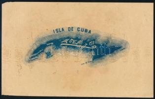 ca 1900 M. Valle YCA. Litho kubai szivar címke, Kuba térképével 20x13 cm