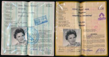 1968 Mexikói olimpia, 2 db fényképes igazolvány Ócsai Anna részére