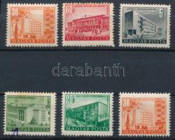 1951 Épületek I. 6 db bélyeg számvízjellel (8f rozsda / stain)