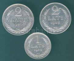 Lettország 1924-26. 1L Ag + 2L Ag (2x) T:2 egyiken kis ph