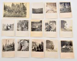 cca 1940 Vadászati fotó tétel, összesen 23 db, azonosítandó erdélyi helyszín, 9x6,5 cm és 8,5x13,5 c...