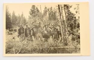 cca 1940 Vadászati fotó tétel, összesen 23 db, azonosítandó erdélyi helyszín, 9x6,5 cm és 8,5x13,5 c...