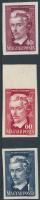 1949 Petőfi Sándor (II.) vágott sor (8.000) / Mi 1045-1047 imperforate set