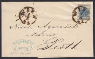 1854 9kr levélen "WIEN" - "PESTH"