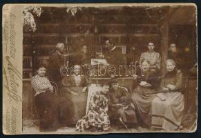 cca 1900 Budapest, Városház tér, Lampel Róbert antikvárium fotója, keményhátú fotó Mártonfy műterméből, sérülésekkel, 10,5×16,5 cm