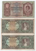 Vegyes, 7db-os magyar bankjegytétel, közte 1990. 500Ft "E 341 055250" T:F,VG