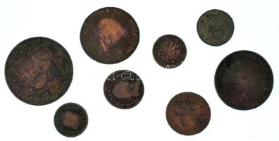 1781B 1/2kr Cu "II. József" + 1781S 1/2kr Cu "II. József" + 1807A 30kr Cu "I. Ferenc" + 1812S 1kr Cu "I. Ferenc" + 1812B 3kr Cu "I. Ferenc" + 1812O 3kr Cu "I. Ferenc" Oravicabánya + 1859B 1kr Cu + 1885KB 1kr Cu "Középcímer" T:F,VG