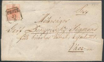 1855 3kr levélen "PESTH" - Vácz