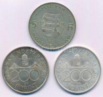 1947. 5Ft "Kossuth" + 1993. 200Ft Ag "MNB" T:F,XF patina Adamo F7.1, F13