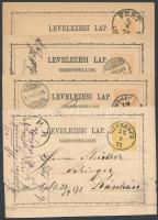 4 db 1871-es kiadású használt díjjegyes levezőlap