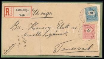 1894 Ajánlott levél Színesszámú 10kr és Feketeszámú 5kr bérmentesítéssel "MAROS-ILLYE" - Temesvár