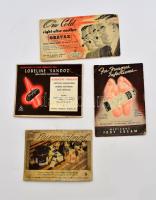 4 db angol nyelvű gyógyszerreklám, viseltes állapotban, 16x11 cm körüli méretben