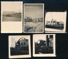 cca 1940-1944 Romos épületek a II. világháború idején, 5 db fotó, 6,5x6,5 cm és 9x6 cm körüli méretben