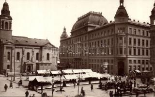 Zagreb Preradovicev square with greek catholic church and market photo (Rb)