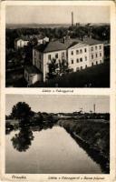1940 Oroszka, Kisoroszi, Pohronsky Ruskov, Oroska; látkép a cukorgyárral és a Garam folyóval. Cukorgyári Szövetkezet kiadása / general view with sugar factory and Hron river (gyűrődés / crease)