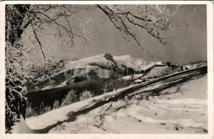 1940 Kőrösmező, Yasinia, Yasinya, Jaszinya, Jassinja, Jasina (Máramaros); A Magyar Cserkészszövetség kárpátaljai menedékháza. Kilátás a Bliznicára. Kolozsváry Béla felvétele / Hungarian boy scouts' mountain rest house, view to the mountain peak (EK)