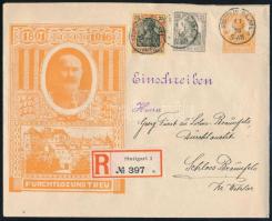 1916 Ajánlott levél díjkiegészítéssel, "STUTTGART P.A. Nr. 1." - "BRAUNFELS"