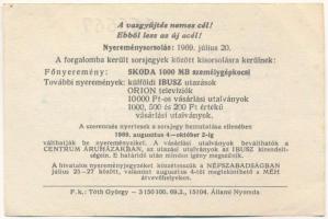 1969. "MÉH (Melléktermék és Hulladékhasznosítási Tröszt)" XII. osztályú ajándéksorsjegye &...