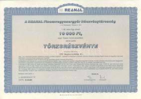 2000. Budapest "Reanal Finomvegyszergyár Részvénytársaság" névre szóló törzsrészvénye 10.0...