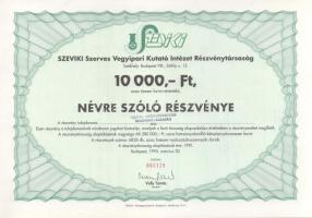 1995. Budapest "SZEVIKI Szerves Vegyipari Kutató Intézet Részvénytársaság" névre szóló rés...