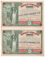 1903. Budapest "Tanuló Sorsjegy" 1K értékben (5x) sorszámkövetők "098597 - 098601&quo...
