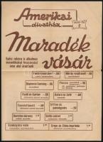 1939 Bp. Kálvin tér, Amerikai Divatház maradék vásár árjegyzék