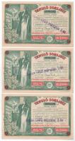 1903. Budapest "Tanuló Sorsjegy" 1K értékben (5x) sorszámkövetők "098592 - 098596" vízjeles papíron, felülbélyegzéssel T:AU sarokhajlás