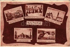 1940 Nagyvárad, Oradea; A Kormányzó Úr bevonulása, Horthy Miklós tér, Szent László tér, Városháza, Körös-parti részlet zsinagógával / entry of the Hungarian troops, Regent Horthy, squares, town hall, Cris riverside with synagogue (EK)